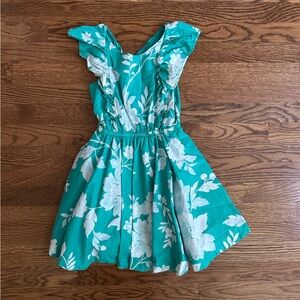 Tea Collection Turquoise Dress with White Floral Design